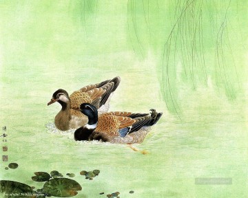 Animal Painting - Pájaros del pato mandarín del arte chino